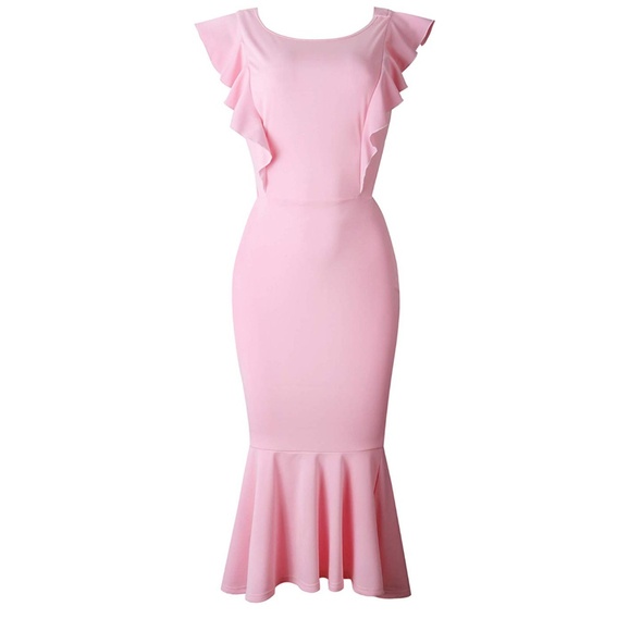 🆕 Backless Ruffle Mermaid Dress - Picture 4 of 7